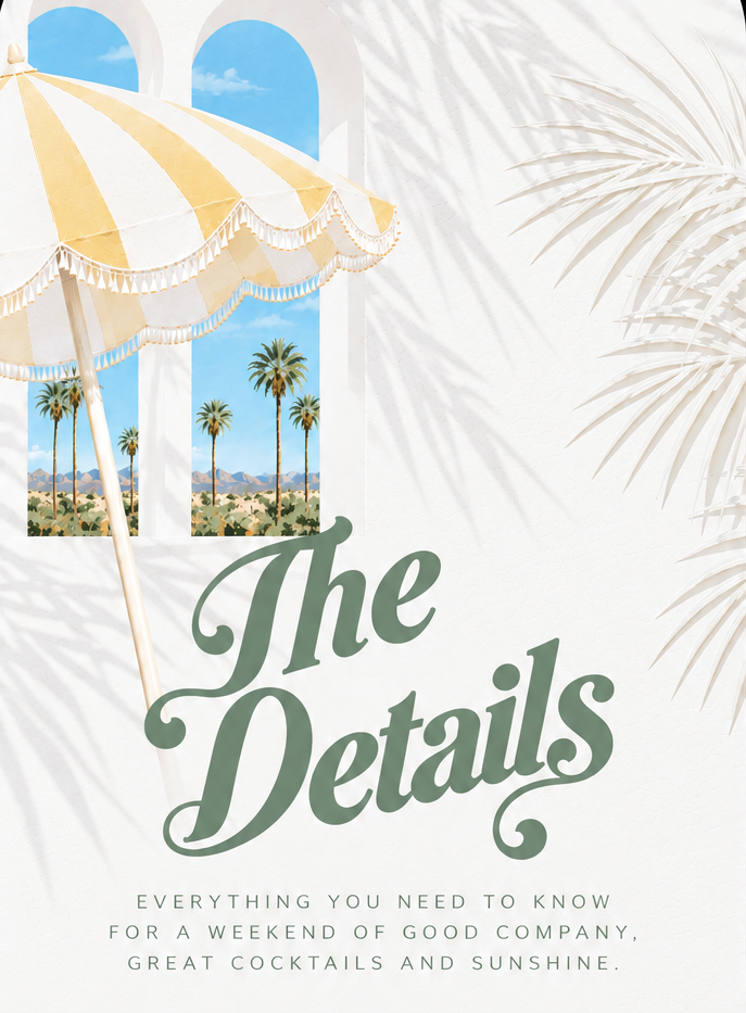 Yellow striped parasol, Palm Springs windows and The Details lettering